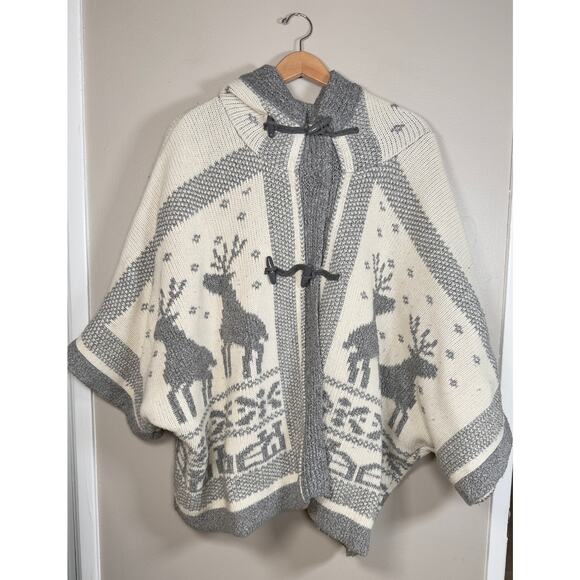 See by Chloe Hooded Intarsia Reindeer Blanket Sweater $795 One Size - Picture 4 of 15
